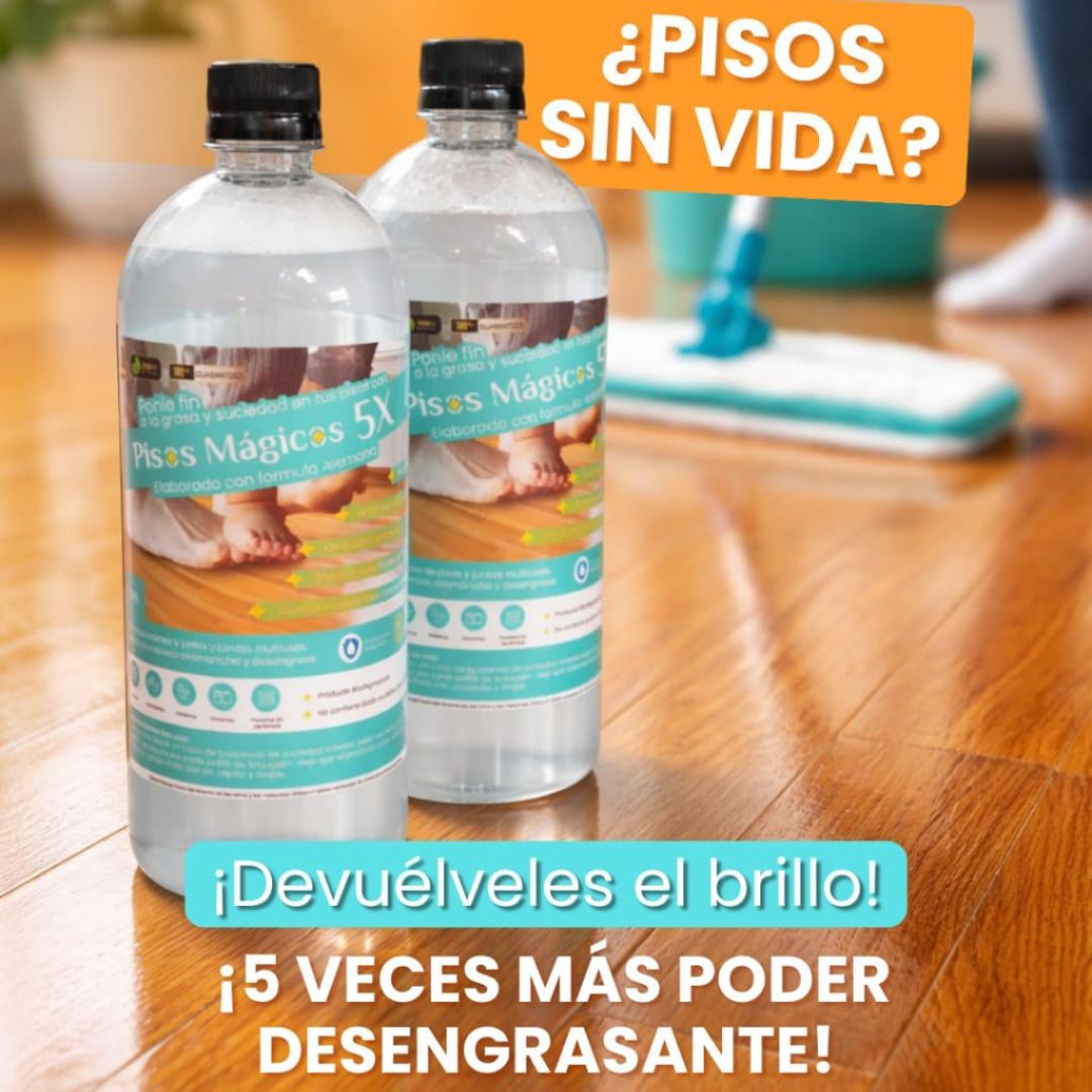 Pisos Mágicos 5X® Desmancha y Desengrasa ✨ Devuelve la vida a tus pisos.