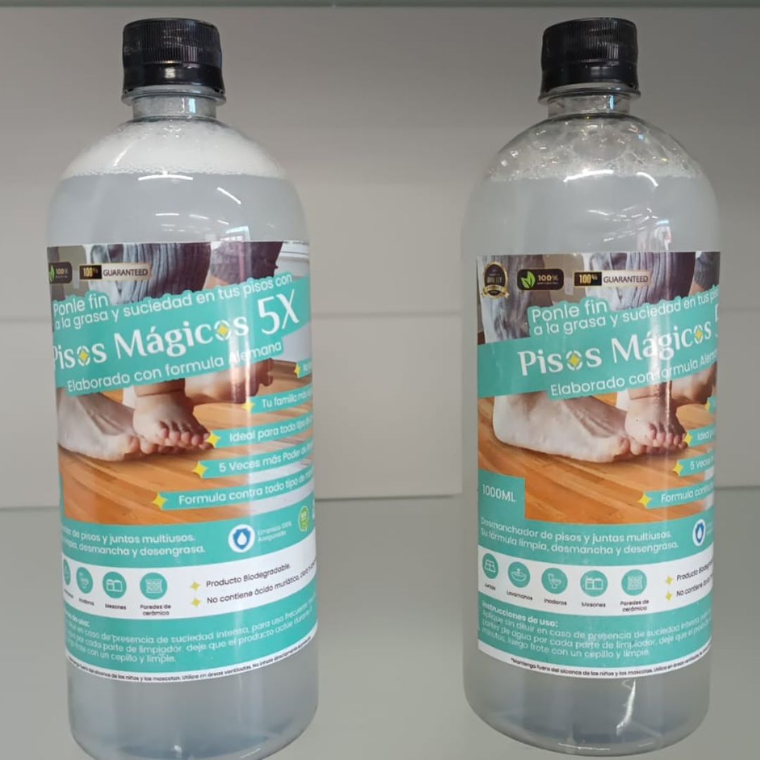 Pisos Mágicos 5X® Desmancha y Desengrasa ✨ Devuelve la vida a tus pisos.